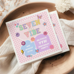 Seven Is A Vibe Preppy Patch 7th Birthday Party Napkin