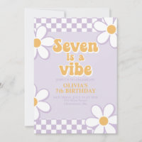 Seven is a Vibe Retro Check Purple Daisy