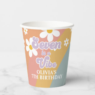 Seven is a Vibe Retro Rainbow Paper Cups