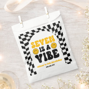 Seven Is A Vibe Retro Seventh 7th Birthday Party Favour Bags