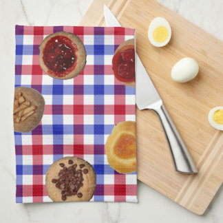 Seven Kolaches on Czech Checks kitchen towel