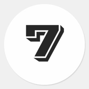Seven Large Round White Number Stickers by Janz