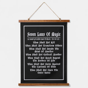 Seven Laws Of Magic Black And White Hanging Tapestry