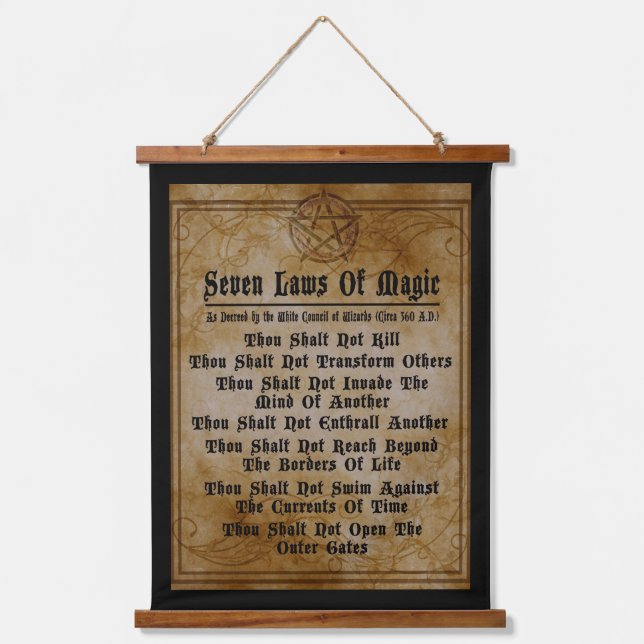 Seven Laws Of Magic Parchment Hanging Tapestry (Front)