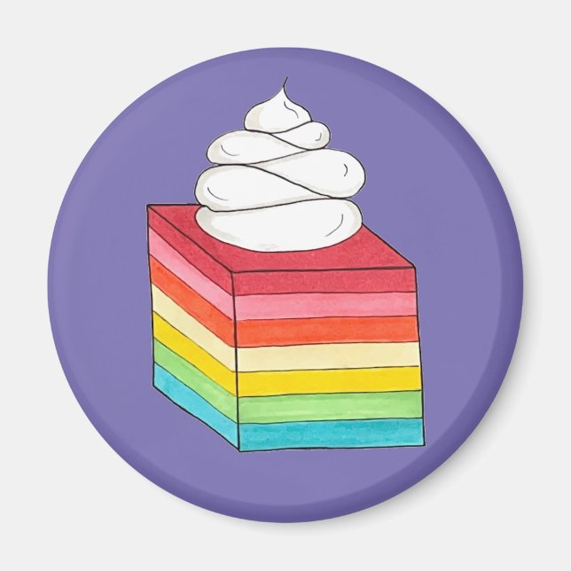 Seven Layer Retro Rainbow Gelatin Salad Dessert Magnet (Front)