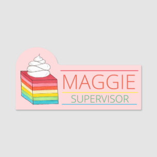 Seven Layer Retro Rainbow Gelatin Salad Dessert Name Tag