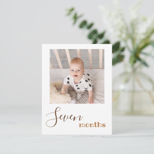 Seven Month Photo First Birthday Banner Card (Standing Front)
