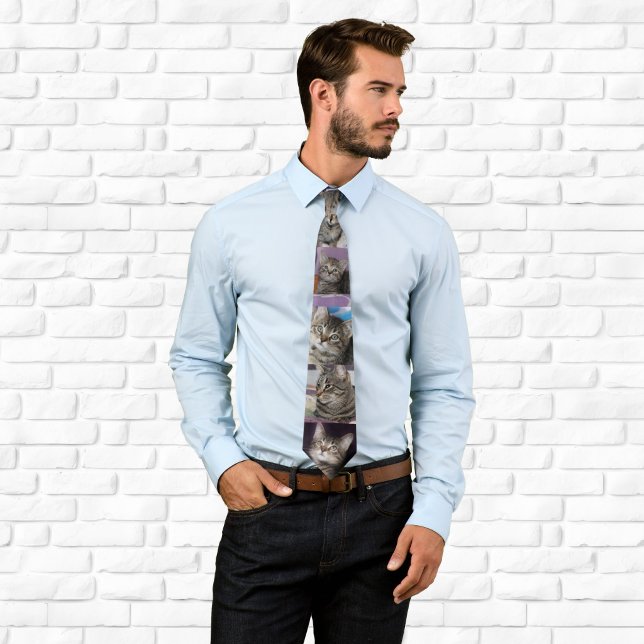 Seven Photos Cat Dad Full Collage Tie (Seven Photos Cat Dad Full Collage Neck Tie)