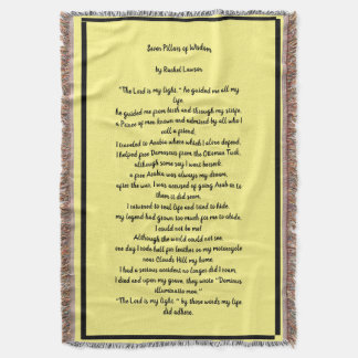 Seven Pillars of Wisdom , a poem on a Throw Blanket
