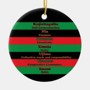 Seven Principles Kwanzaa Red Black Green Ceramic Tree Decoration
