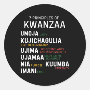 Seven Principles Of Kwanzaa Happy Kwanzaa 7  Classic Round Sticker