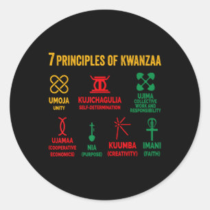 Seven Principles Of Kwanzaa Men Women Kids Kwanzaa Classic Round Sticker