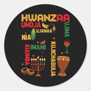 Seven Principles Of Kwanzaa Proud African American Classic Round Sticker