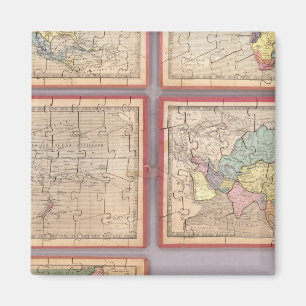Seven Puzzle Maps of the World Magnet