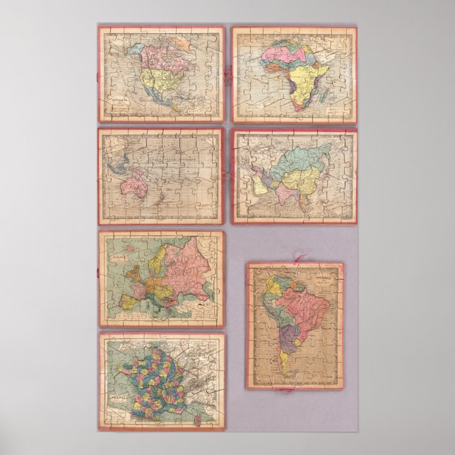 Seven Puzzle Maps of the World Poster (Front)