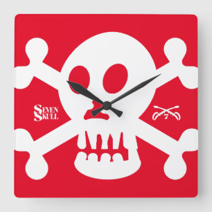 SEVEN SKULL BY MASANSER PIXELAT SQUARE WALL CLOCK