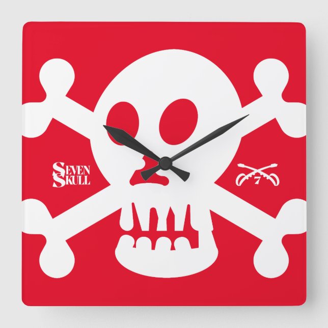 SEVEN SKULL BY MASANSER PIXELAT SQUARE WALL CLOCK (Front)