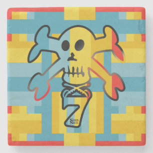SEVEN SKULL BY MASANSER PIXELAT STONE COASTER