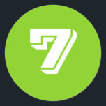 Seven Small Round Green Number Stickers by Janz<br><div class="desc">Custom Number Sticker Designs by Janz © 2008-2017 Jan Fitzgerald. All rights reserved. Graphic Design,  Artwork,  & Photography by Jan & Michael Fitzgerald.</div>