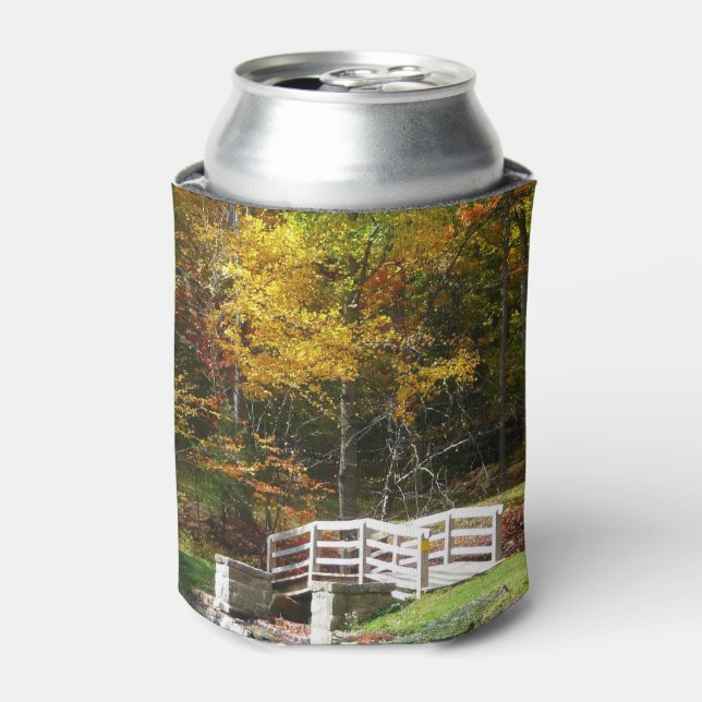 Seven Springs Fall Bridge I Autumn Landscape Can Cooler (Can Front)
