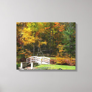 Seven Springs Fall Bridge I Autumn Landscape Canvas Print