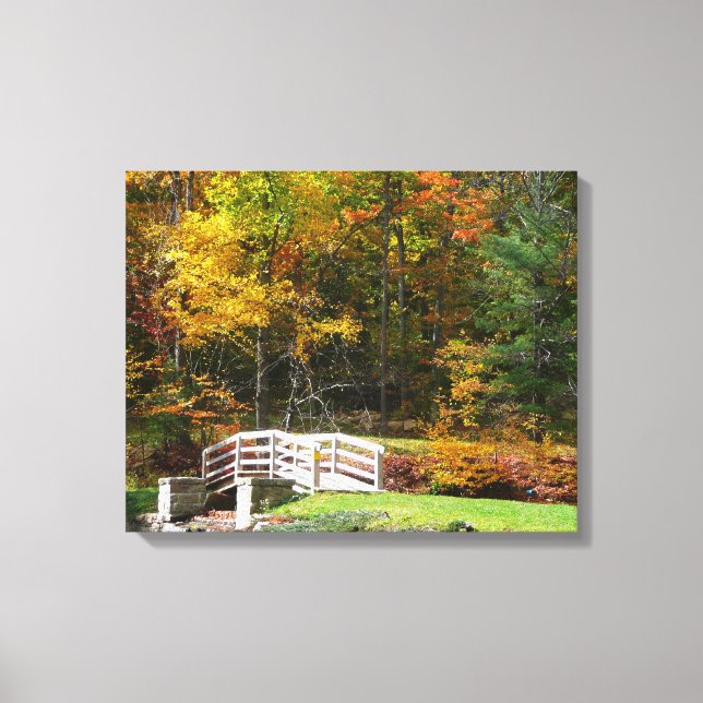Seven Springs Fall Bridge I Autumn Landscape Canvas Print (Front)