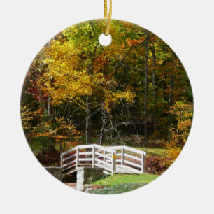 Seven Springs Fall Bridge I Autumn Landscape Ceramic Tree Decoration
