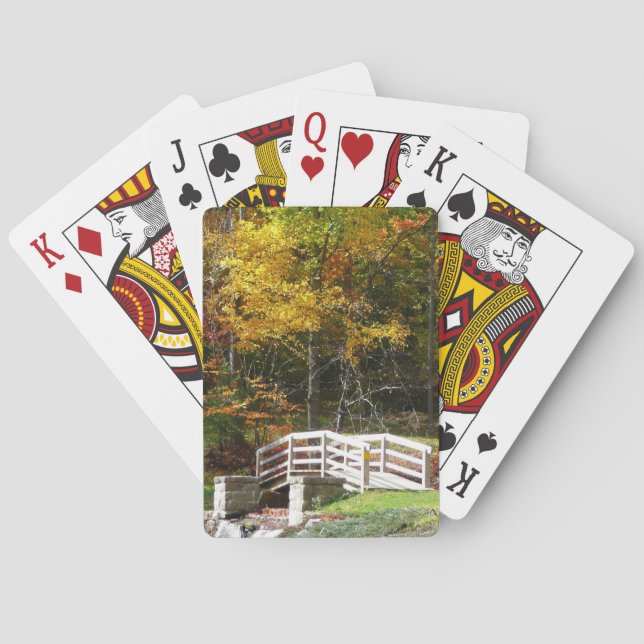 Seven Springs Fall Bridge I Autumn Landscape Playing Cards (Back)