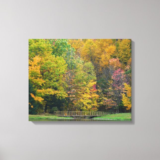 Seven Springs Fall Bridge II Autumn Landscape Canvas Print (Front)