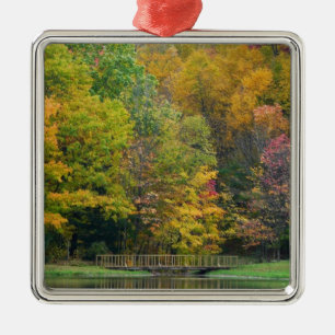 Seven Springs Fall Bridge II Autumn Landscape Metal Tree Decoration
