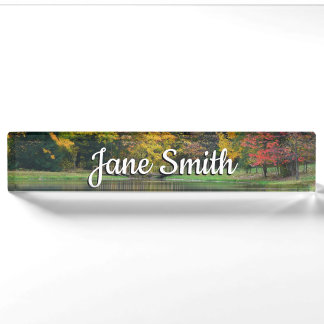 Seven Springs Fall Bridge II Autumn Landscape Nameplate