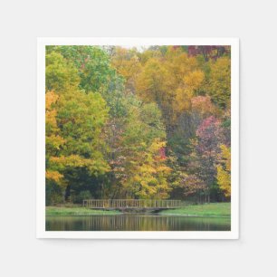 Seven Springs Fall Bridge II Autumn Landscape Napkin