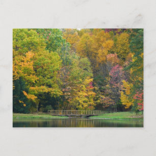 Seven Springs Fall Bridge II Autumn Landscape Postcard