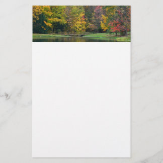 Seven Springs Fall Bridge II Autumn Landscape Stationery