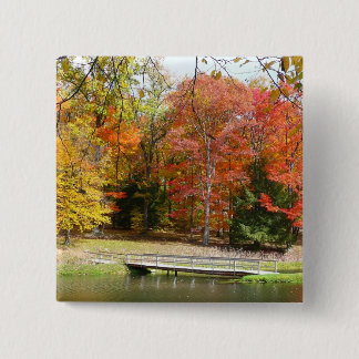 Seven Springs Fall Bridge III Autumn Landscape 15 Cm Square Badge