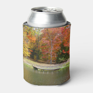 Seven Springs Fall Bridge III Autumn Landscape Can Cooler