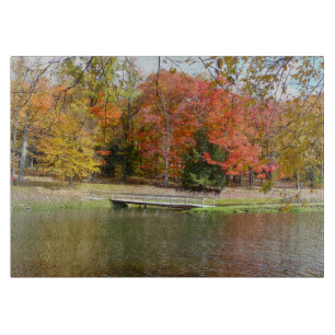 Seven Springs Fall Bridge III Autumn Landscape Cutting Board