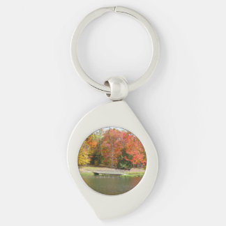 Seven Springs Fall Bridge III Autumn Landscape Key Ring