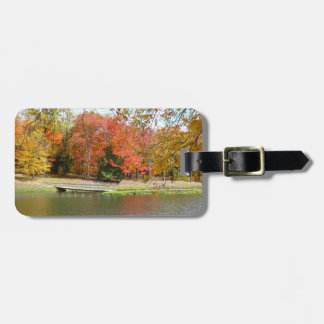 Seven Springs Fall Bridge III Autumn Landscape Luggage Tag