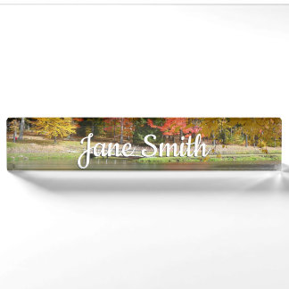 Seven Springs Fall Bridge III Autumn Landscape Nameplate