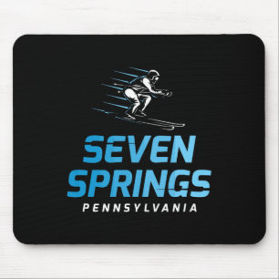 Seven Springs Pennsylvania Ski Resort Retro Skiing Mouse Pad