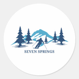 Seven Springs Pennsylvania Ski Resort Skiing Skier Classic Round Sticker