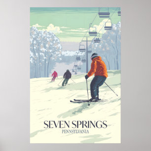 Seven Springs Pennsylvania USA Ski Resort Travel Poster