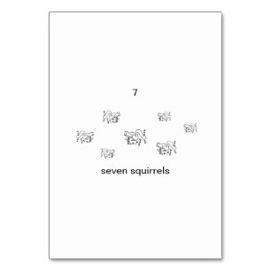 Seven squirrels, Custom Number Flashcards Table Number