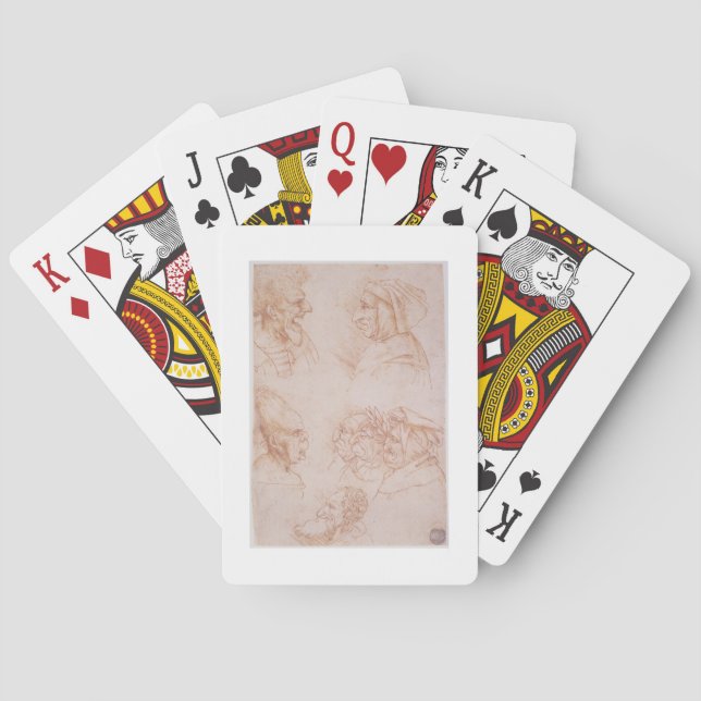 Seven Studies of Grotesque Faces (red chalk on pap Playing Cards (Back)