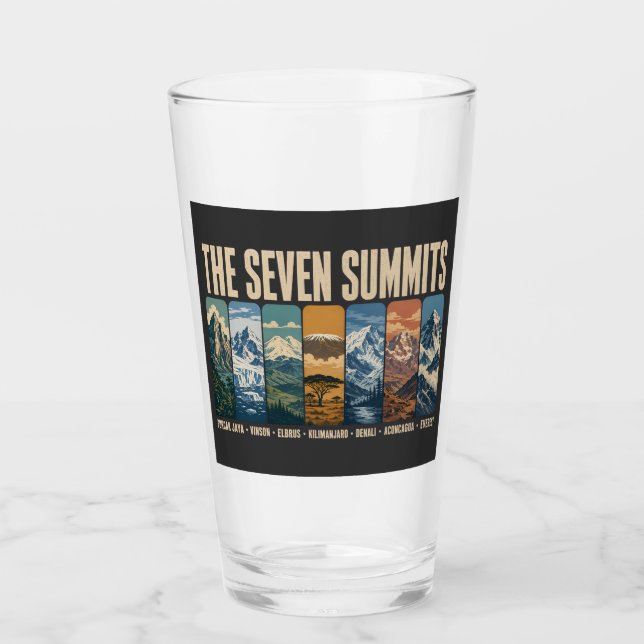 Seven Summits Mountain Landmarks Illustration Glass (Front)