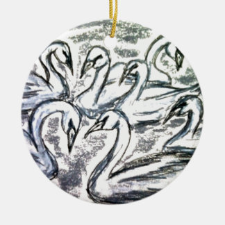 Seven Swans A Swimming Ceramic Tree Decoration