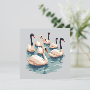 Seven Swans A Swimming Cut-Out Stencil-Style 1 Invitation