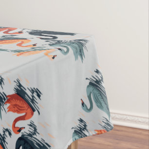 Seven Swans A Swimming Cut-Out Stencil-Style 6 Tablecloth