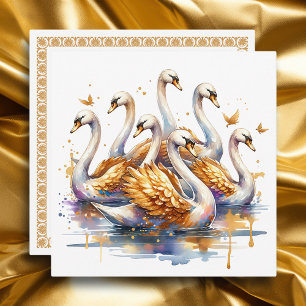  Seven swans a-swimming   Twelve Days of Christmas Holiday Card